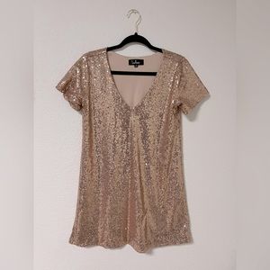 Rose gold sequins dress